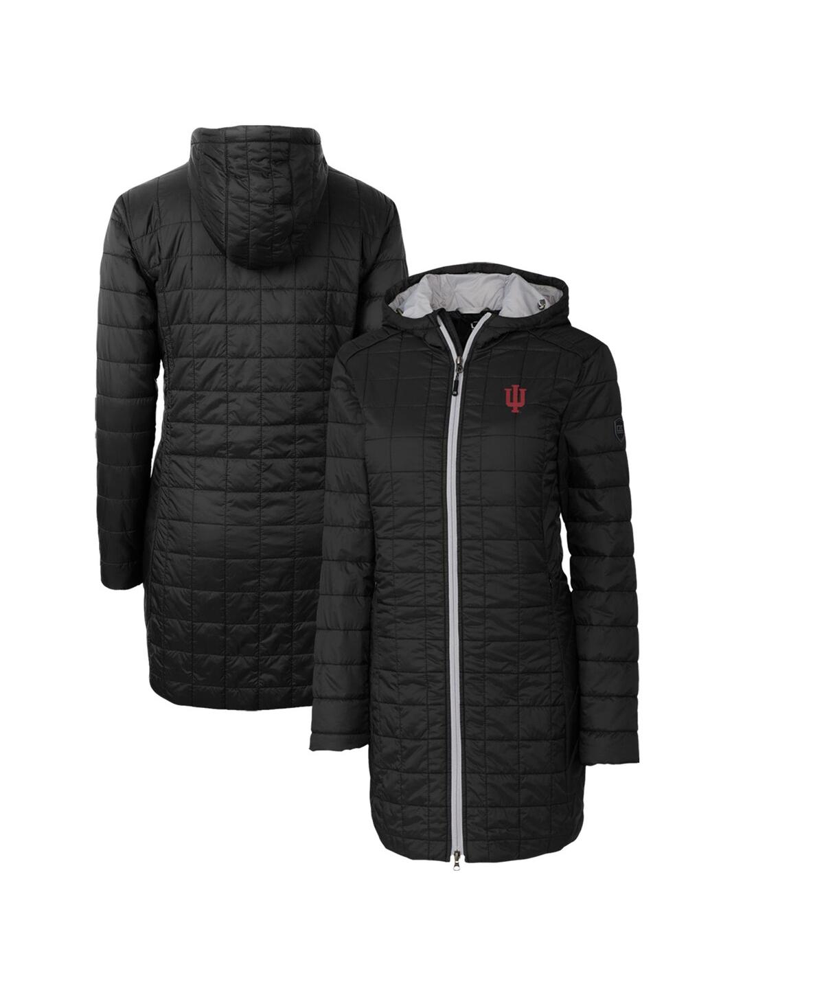 Cutter & Buck Women's Cutter Buck Black Indiana Hoosiers Rainier Primaloft Eco Hooded Long Coat In Black