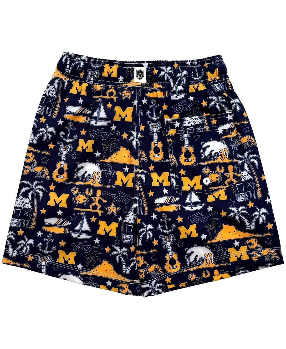 Wes & Willy Big Boys And Girls Navy Notre Dame Fighting Irish Luau Swim Trunks In Navy