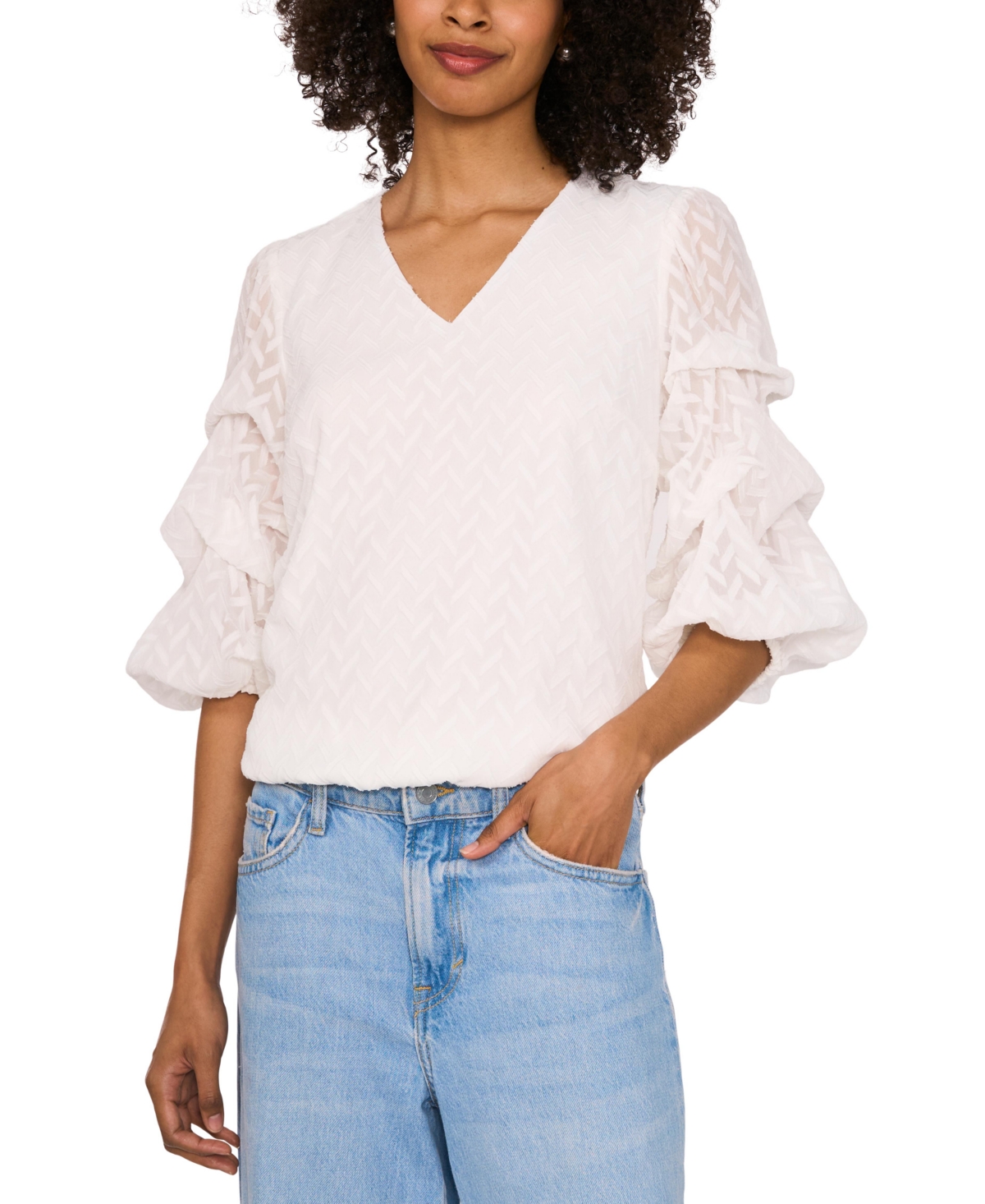 Vince Camuto Women's Bubble-sleeve Jacquard Top