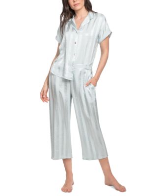 Linea Donatella - Women's Athiya Satin Striped Cropped Pajama Set