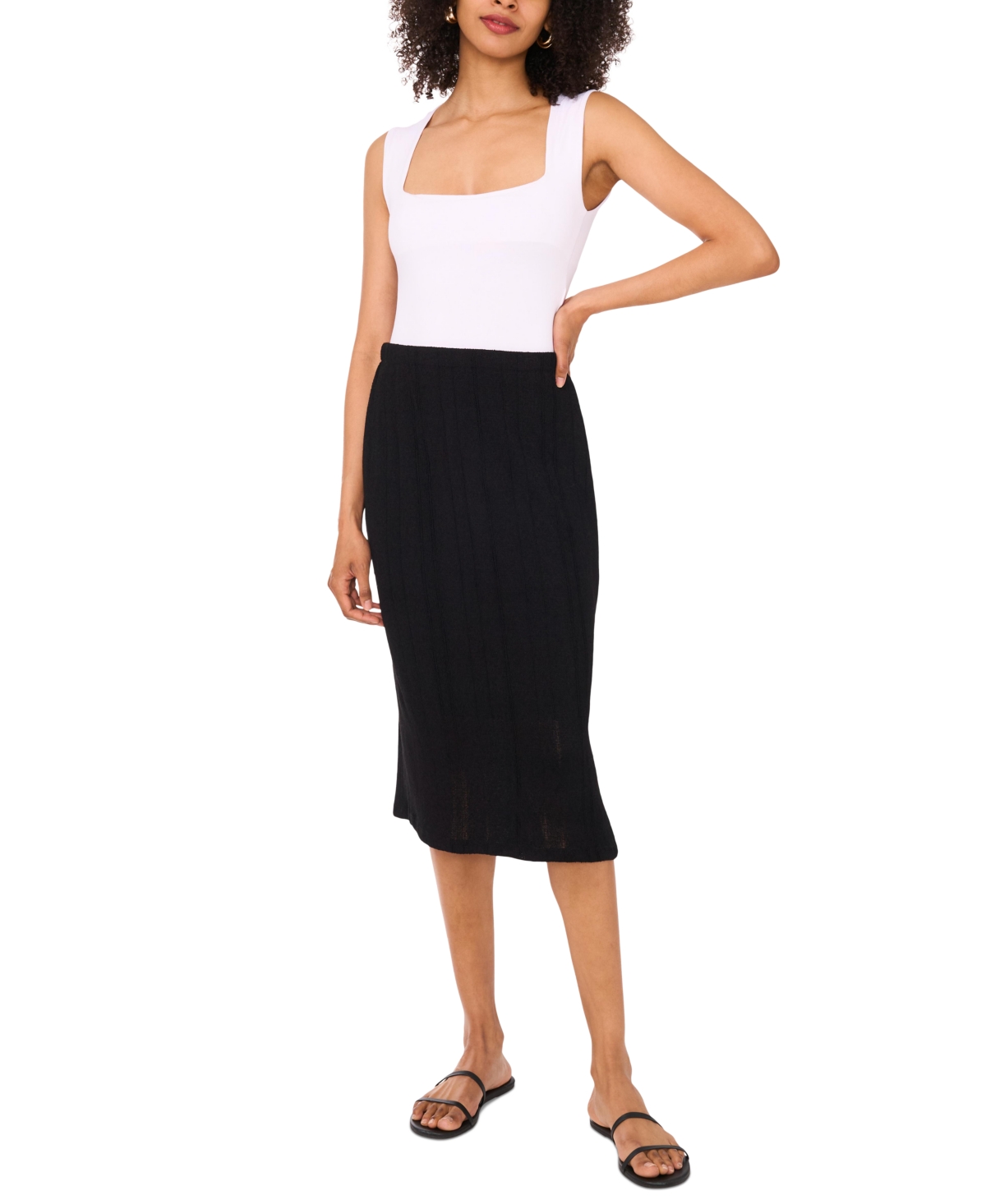 Shop Vince Camuto Women's Pull-on Side-slit Midi Skirt