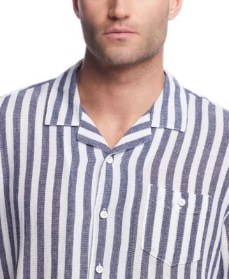 Men's Airtex Short Sleeve Striped Button-Front Camp Shirt