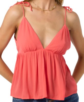 Juniors' Blanche Woven V-Neck Peplum Tank Top