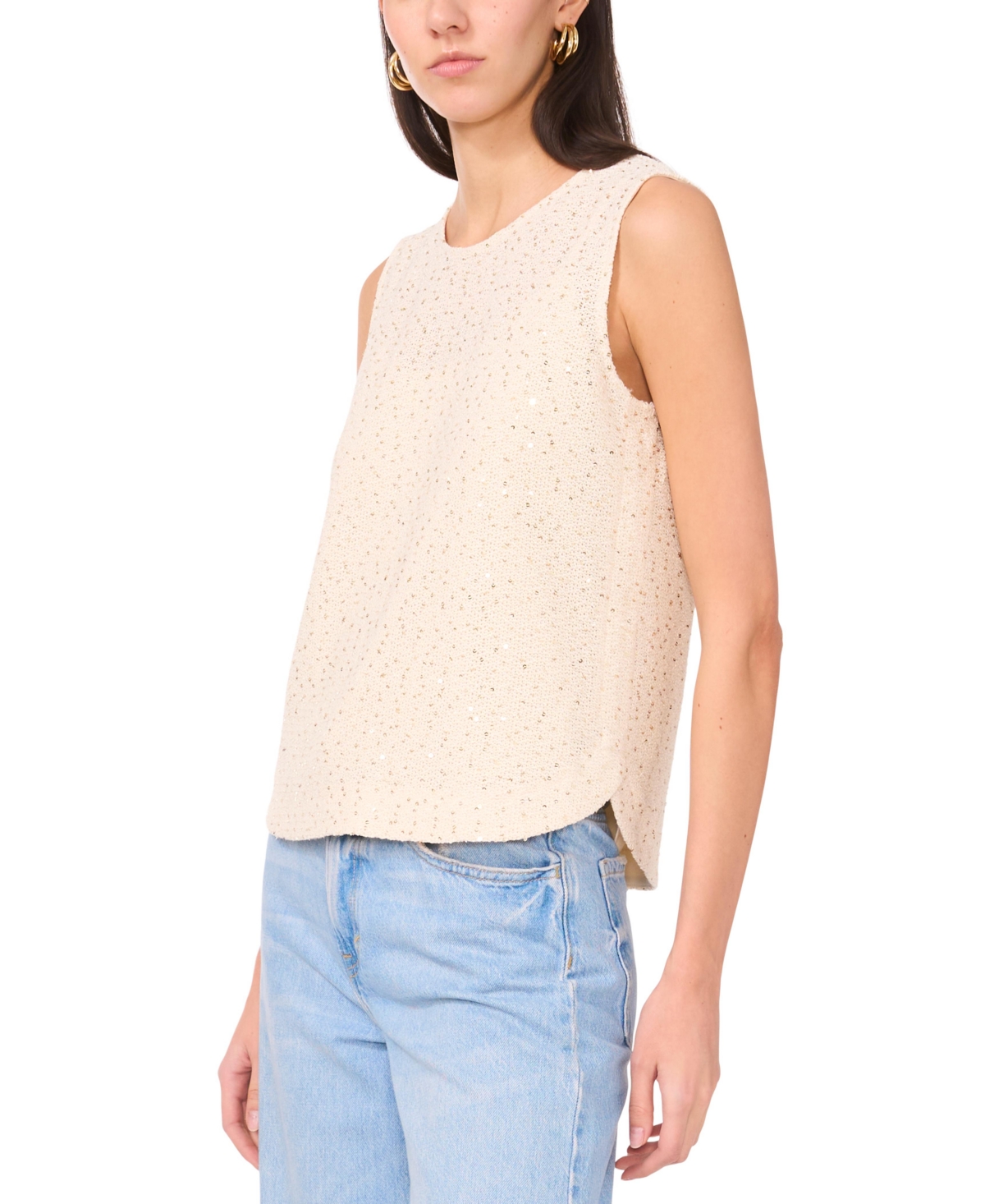 Vince Camuto Sequin Sweater Tank In Neutral