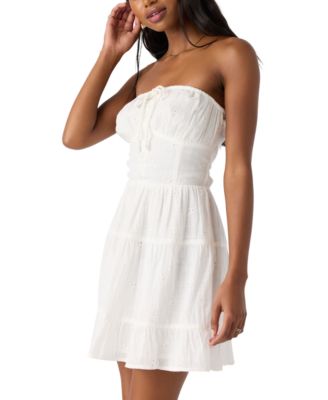 Juniors' Naya Cotton Eyelet Strapless Mini Dress