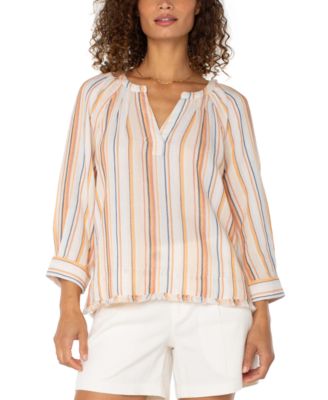 Liverpool Los Angeles - Petite Cotton 3/4-Raglan Sleeve Top