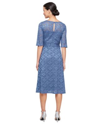 パーティードレス Lace Elbow Sleeve Fitted Dress Julian Taylor Women's Elbow Sleeve Fit and Flare Lace Dress