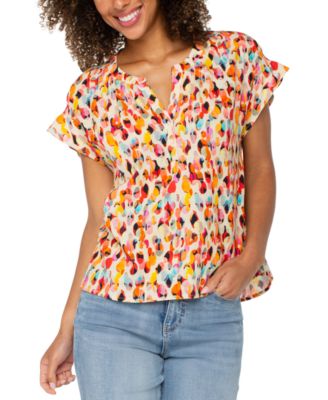 Petite Printed Popover Top