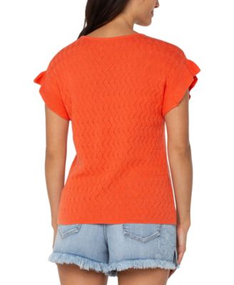 Women's Pointelle Ruffle-Trim Sweater