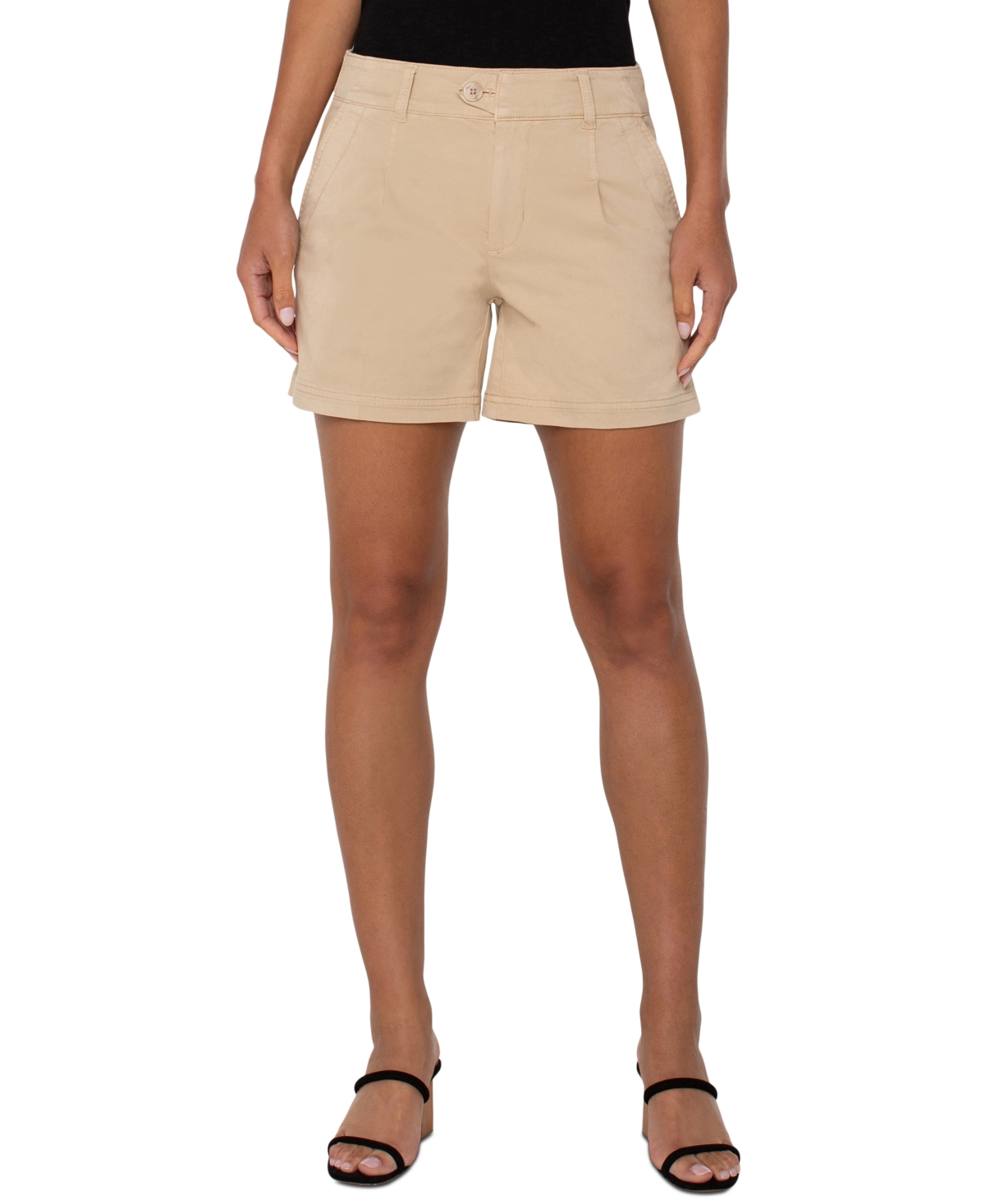 Liverpool Los Angeles Pleated Trouser Shorts In Gray