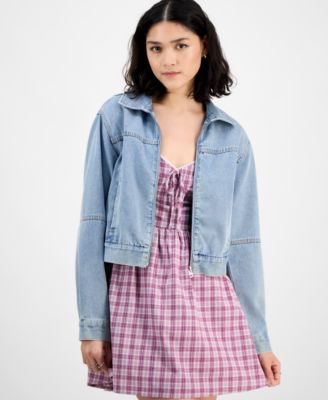 Ultra Flirt - Juniors' Zip-Up Denim Jacket