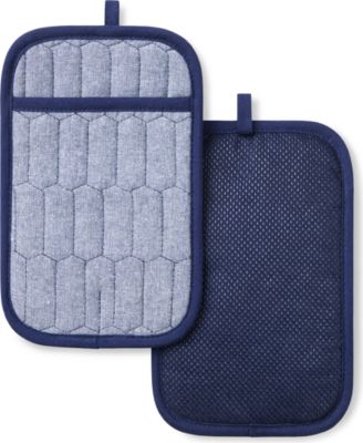 Honeycomb Quilted Chambray Pot Holder Set, 7" x 10"