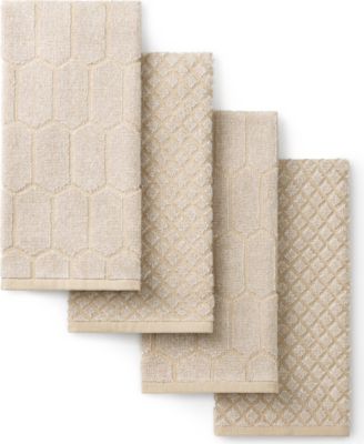 Honeycomb Chambray Textured Cotton Kitchen Towel Set, 16" x 28"