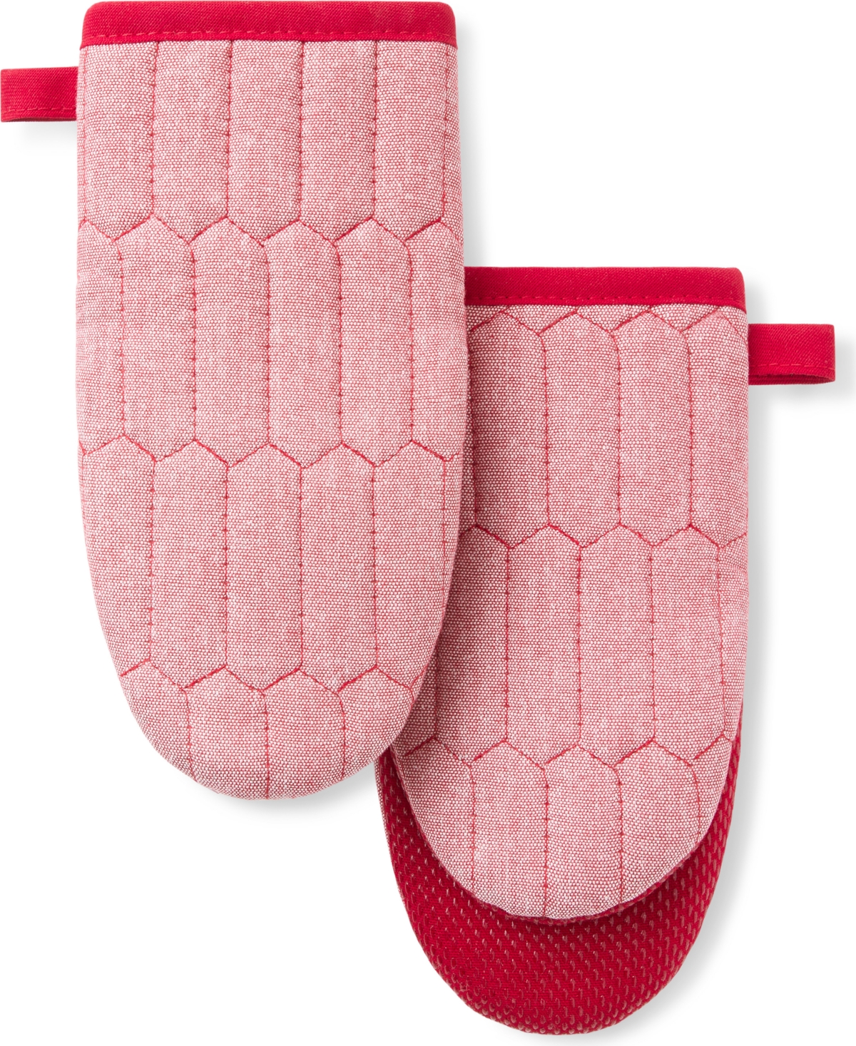 Honeycomb Quilted Chambray Mini Oven Mitt Set, 5.5" x 8" - Mint Green