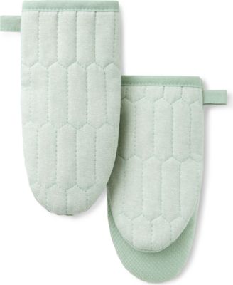 Honeycomb Quilted Chambray Mini Oven Mitt Set, 5.5" x 8"