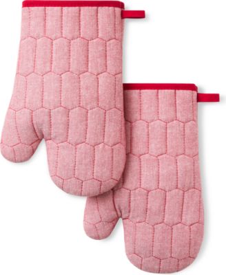 Honeycomb Quilted Chambray Oven Mitt Set, 7" x 13"