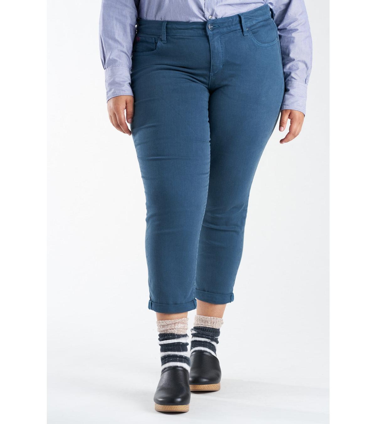 Plus Size Color Mid rise boyfriend rolled in 25.5" inseam - Hydro