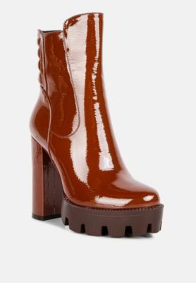 Womens High Key Collared High Heel Ankle Boot