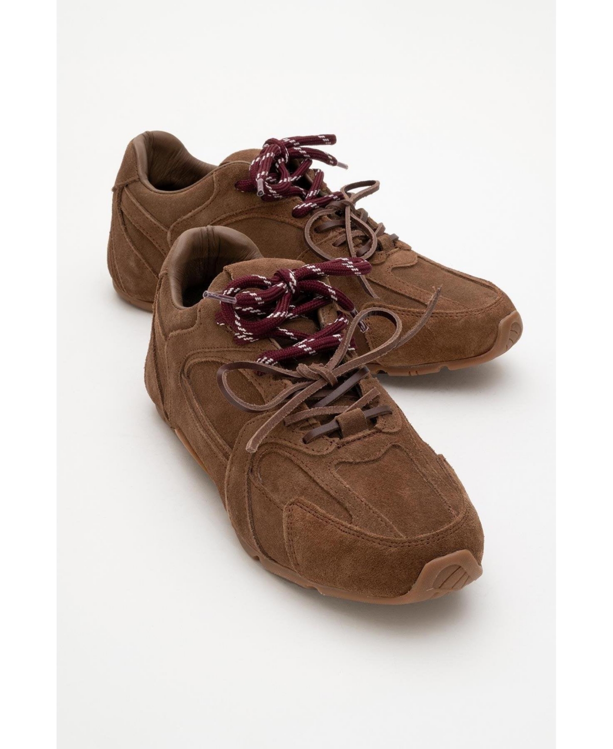Selena Suede Leather Sneakers (Women) - Dark red suede leather