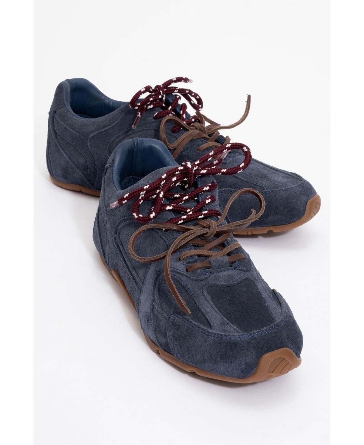 Selena Suede Leather Sneakers (Women) - Dark red suede leather
