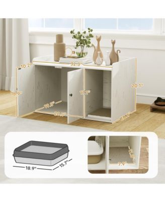 Cat Litter Box Enclosure, Litter Box Furniture w/ Scratching Mat