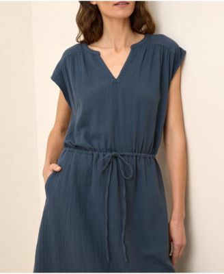 Pact Women's Organic Cotton Coastal Double Gauze Tie Waist Midi Dress -  Macy's
