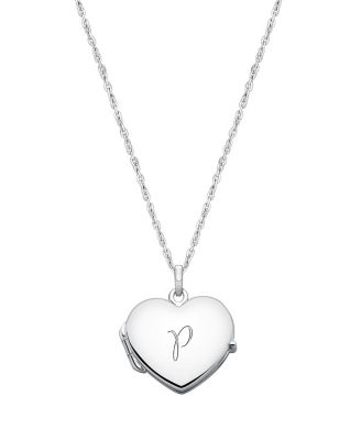 Tiny Blessings Girls Childrens Sterling Silver Heart Locket Engraved Initial 14-16 Necklace - Silver - p 180$