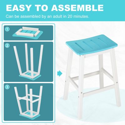 Set of 2 Height Bar Stools, HDPE Barstools for Patio, Kitchen Island & Outdoor Use