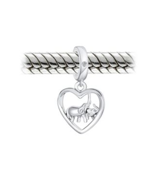 I Love You Heart Elephant Charm Bead Sterling Silver European Bracelet