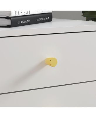 1 PC wooden Bedside table with three drawers, gold handles and feet - side table