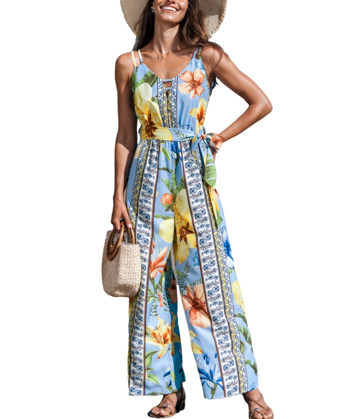 Women's Daisy Breeze Floral Jumpsuit - Yellow