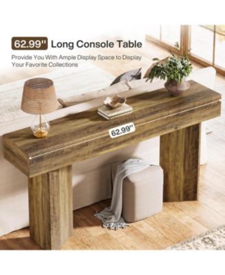 63-Inch Farmhouse Console Table, Narrow Long Sofa Table Behind Couch, Wood Entry Console for Entryway, Living Room, Foyer, Rustic Brown
