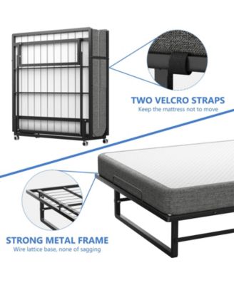 Portable Rollaway Guest Bed with Memory Foam Mattress and Bed Side Pocket