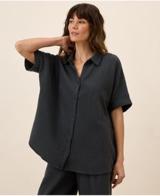 Women's Organic Cotton Coastal Double Gauze Oversized Shirt -