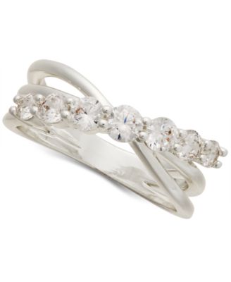 Charter Club - Silver-Tone Cubic Zirconia Crossover Ring
