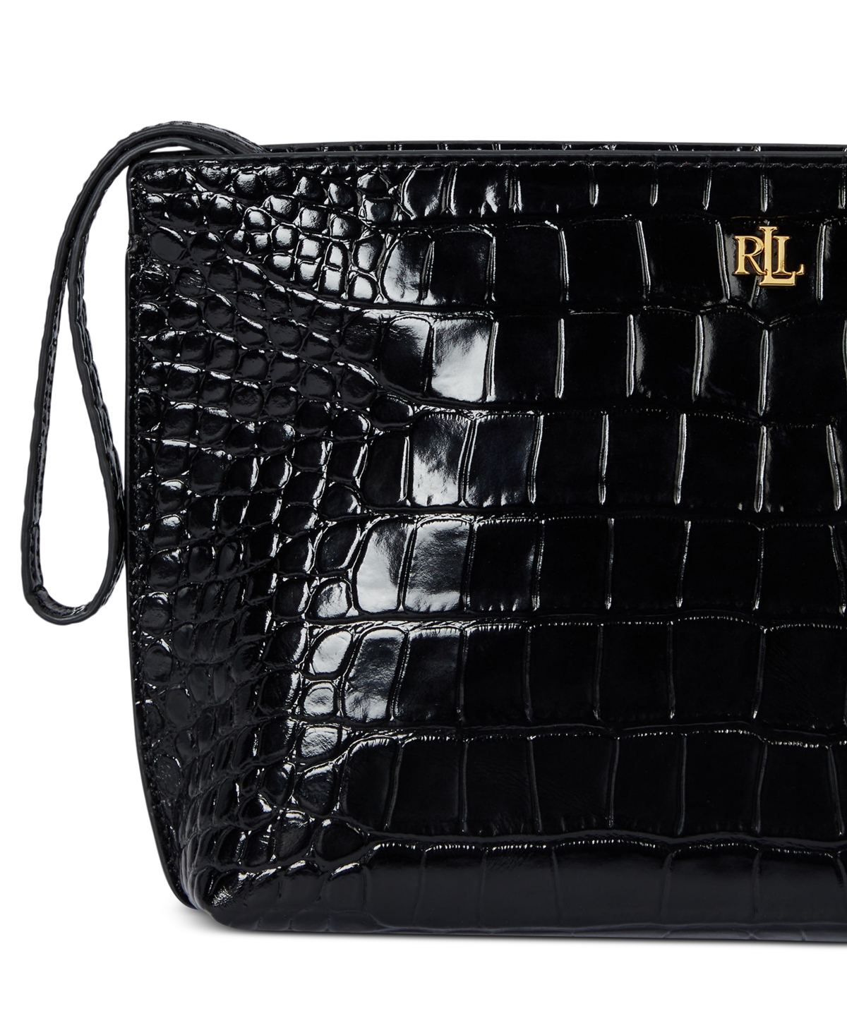 Ralph Lauren Crocodile-embossed Leather Large Pouch