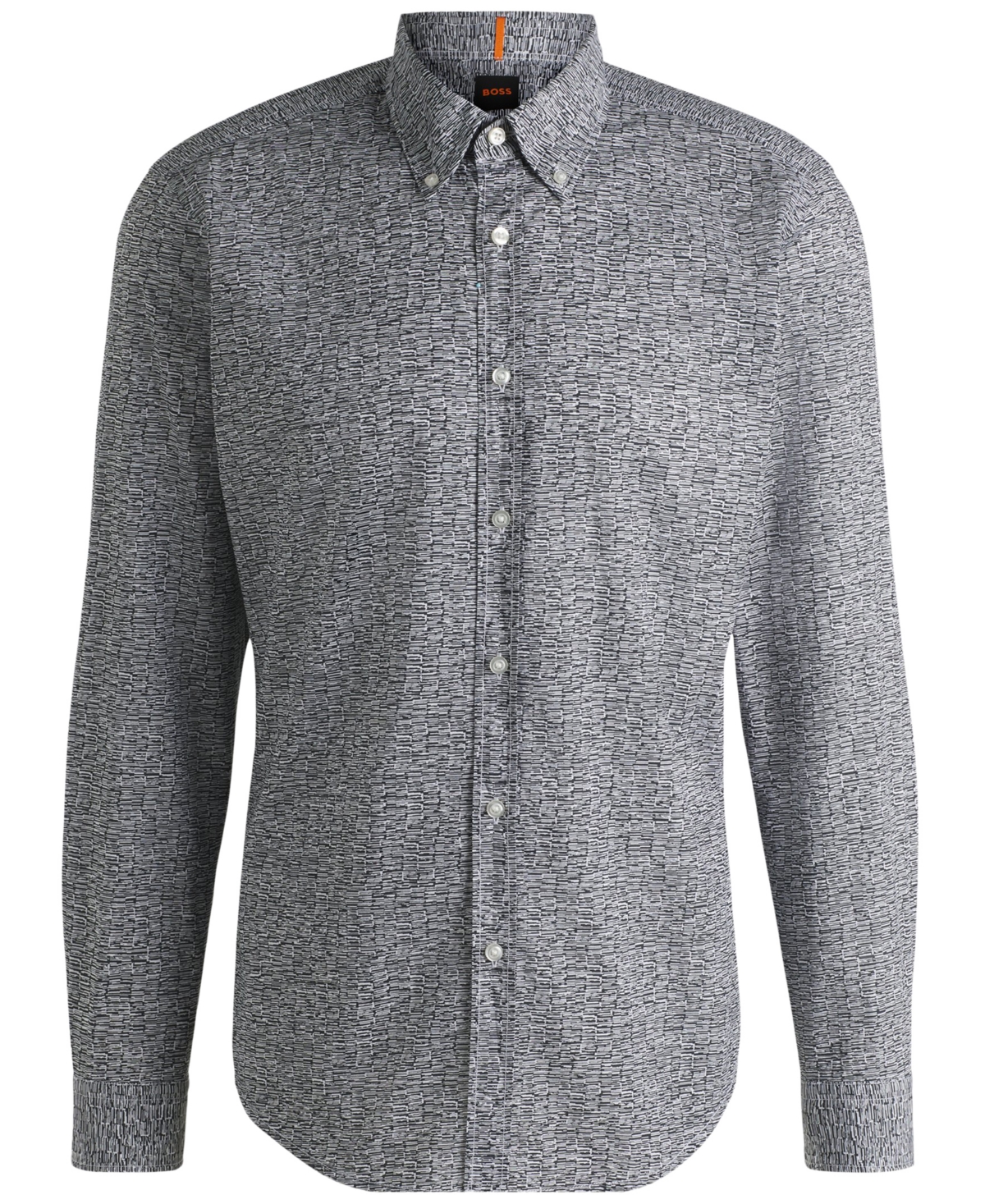 Hugo Boss Boss By  Men's Printed Cotton Poplin Regular-fit Shirt In Gray