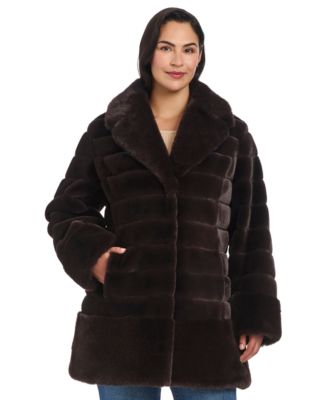 Jones New York - Plus Size Faux-Fur Notched-Collar Coat