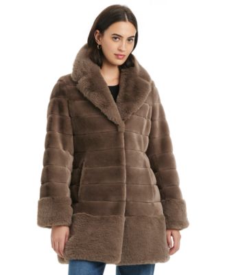 Women's Faux-Fur Notched-Collar Coat