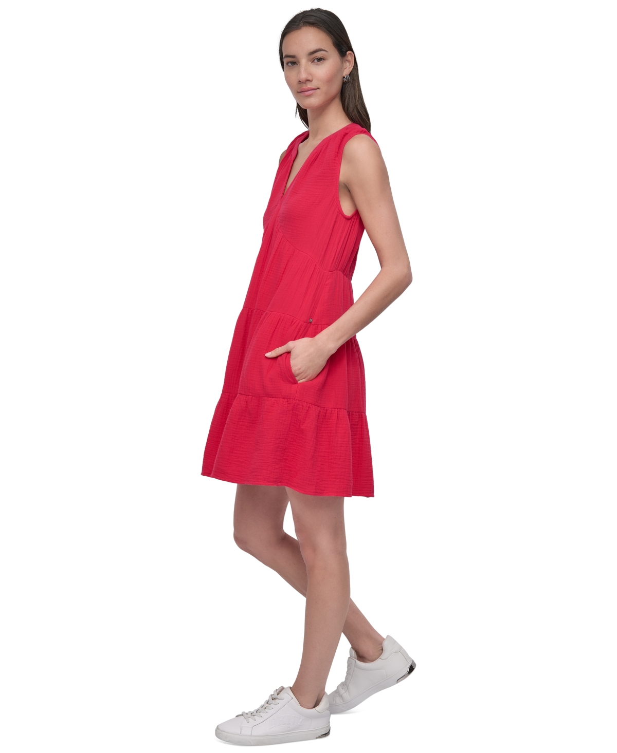 DKNY JEANS WOMEN'S COTTON GAUZE SLEEVELESS MINI DRESS 
