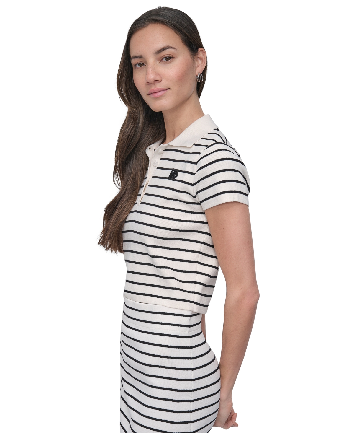 DKNY JEANS WOMEN'S STRIPED SHORT-SLEEVE POLO SHIRT 