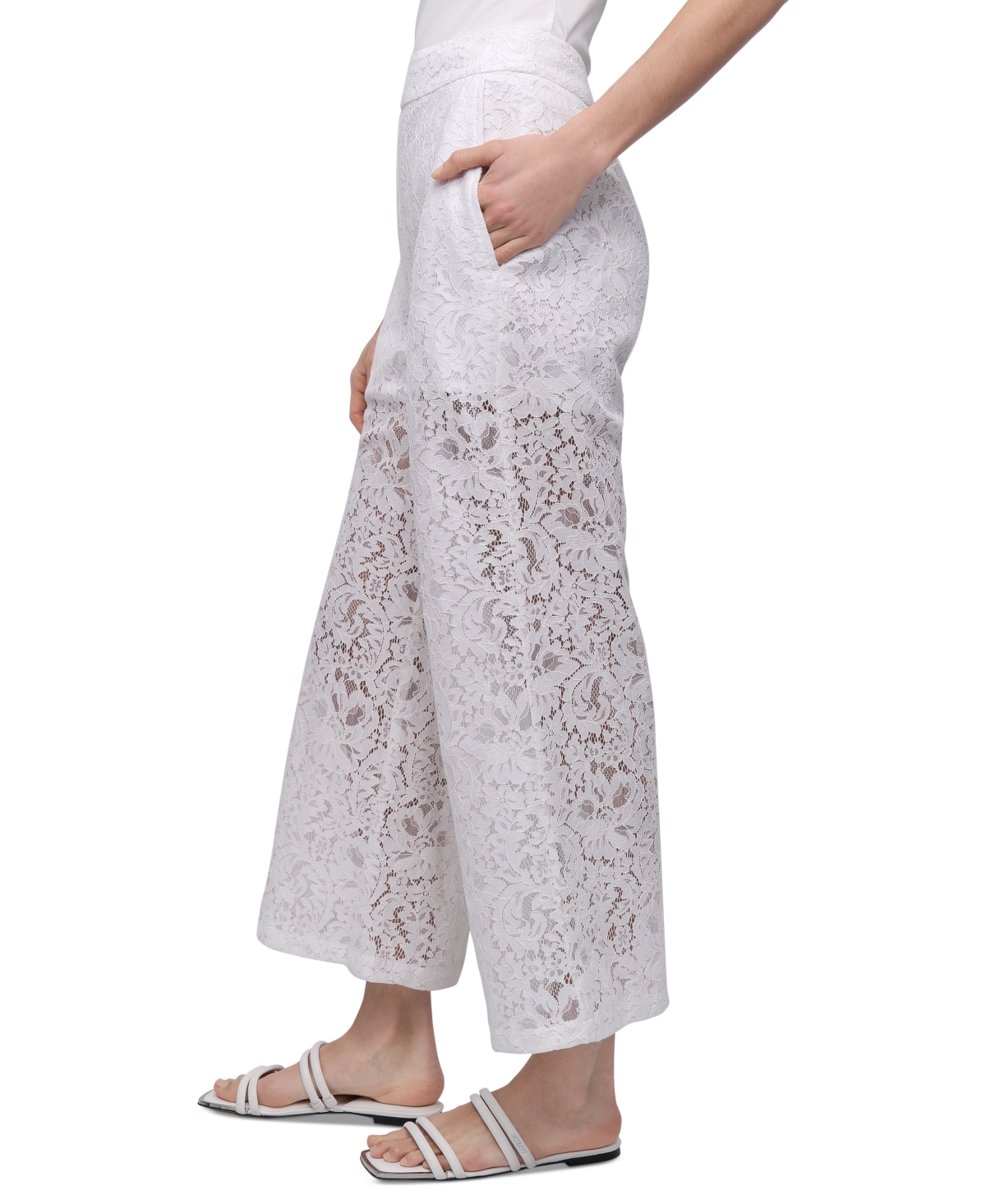 DKNY JEANS WOMEN'S LACE CROPPED PANTS 