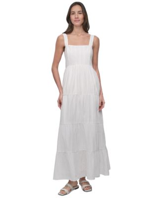 dkny tiered stretch cotton maxi dress DKNY Jeans Women's Cotton Tiered Maxi Dress