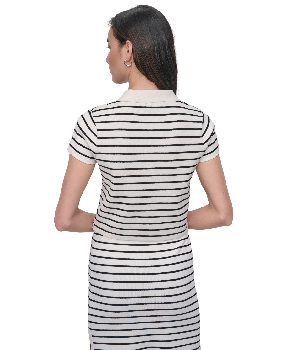 DKNY JEANS WOMEN'S STRIPED SHORT-SLEEVE POLO SHIRT 
