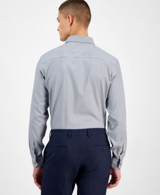 Men's Slim-Fit Herringbone Dress Shirt