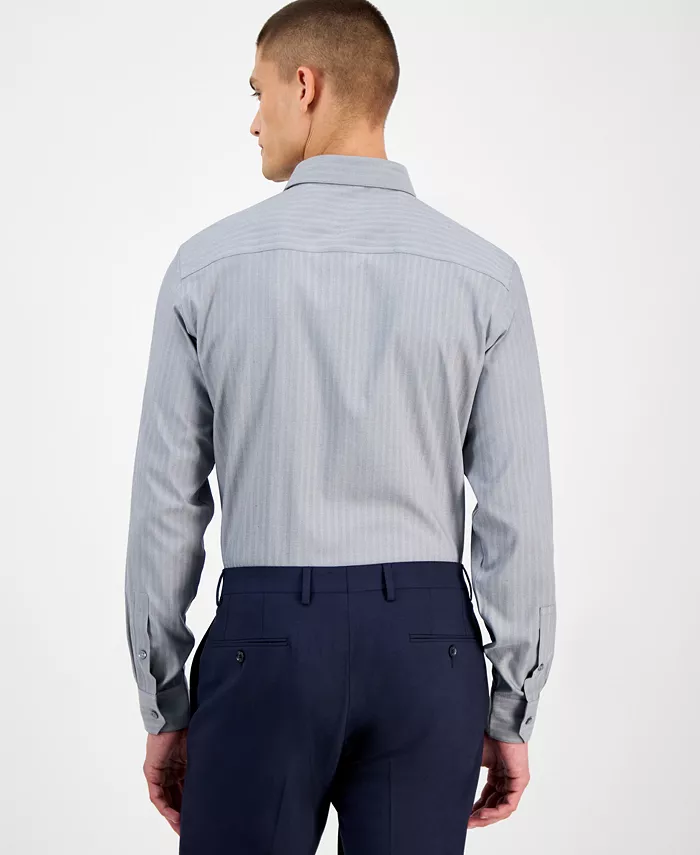 Men's Slim-Fit Herringbone Dress Shirt - thumbnail 4