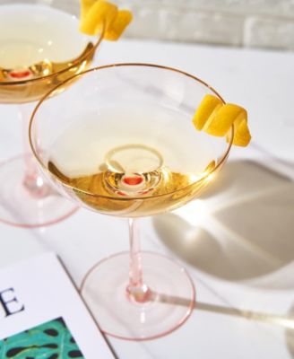 Gilded Rim Coupe Glasses, Set of 2