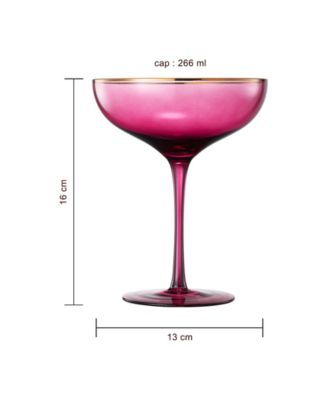 Gilded Rim Coupe Glasses, Set of 2