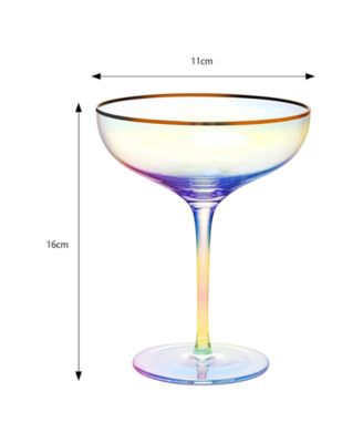 Gilded Rim Coupe Glasses, Set of 2