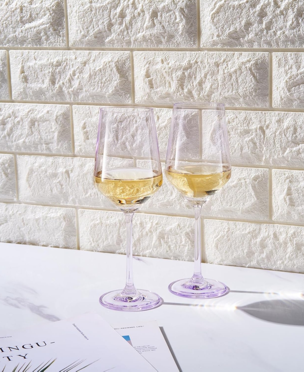 The Wine Savant Contemporary Wine Glasses, Set Of 2 In Lavender Haze